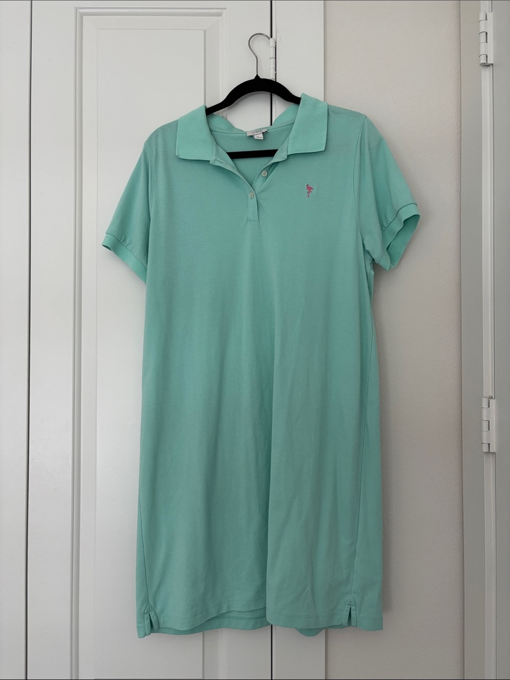J. Crew Mint Green Polo Dress with Pink Logo